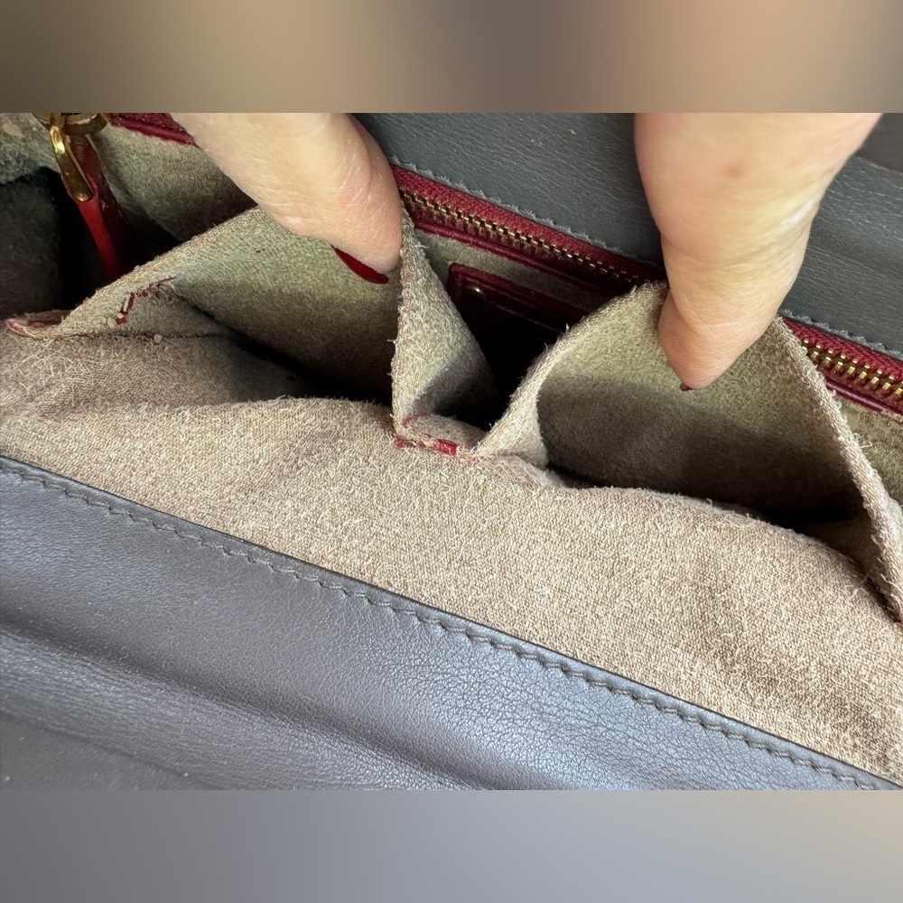 Prada Gray Satchel with Gold Accents - Picture 7 of 17